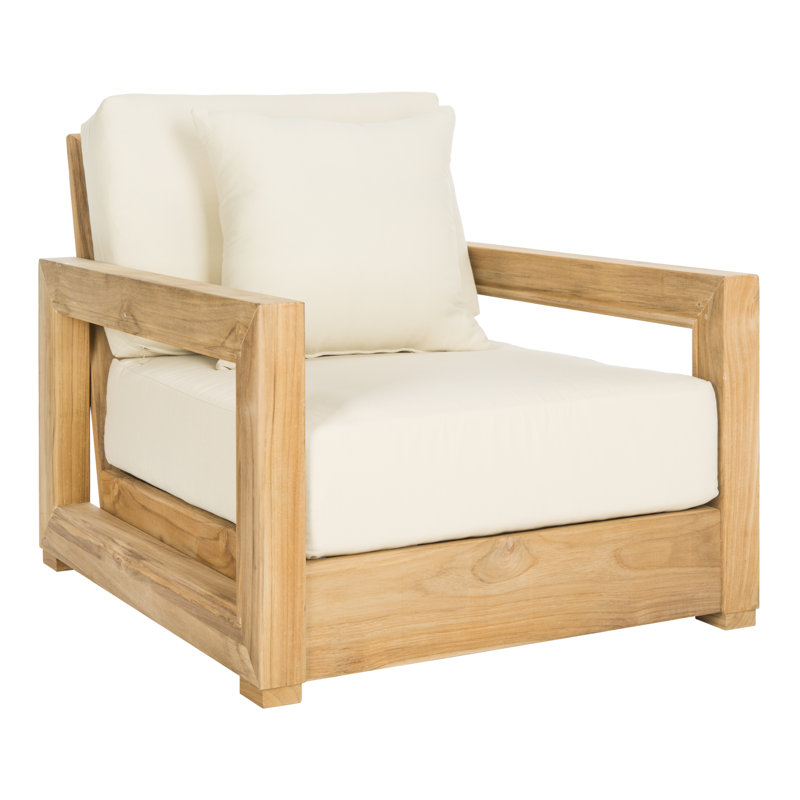 Melrose Teak Outdoor Lounge Chair, Beige