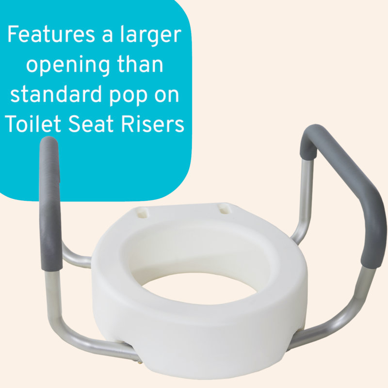 White Elevated Toilet Seat Riser with Padded Arms