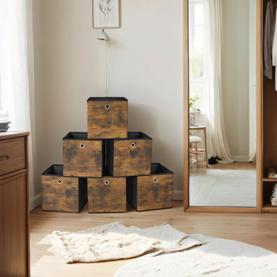 Storage Box, Set Of 6 Foldable Boxes, Non-Woven And Oxford Fabric, 11.8 X 11.8 X 11.8 Inches, Suitable For Cubic Furniture