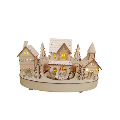 Light Up Wooden Christmas Scene