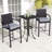 3 PCS Patio Wicker Bar Set Rattan Chairs & Square Table with Heavy-Duty Metal Frame