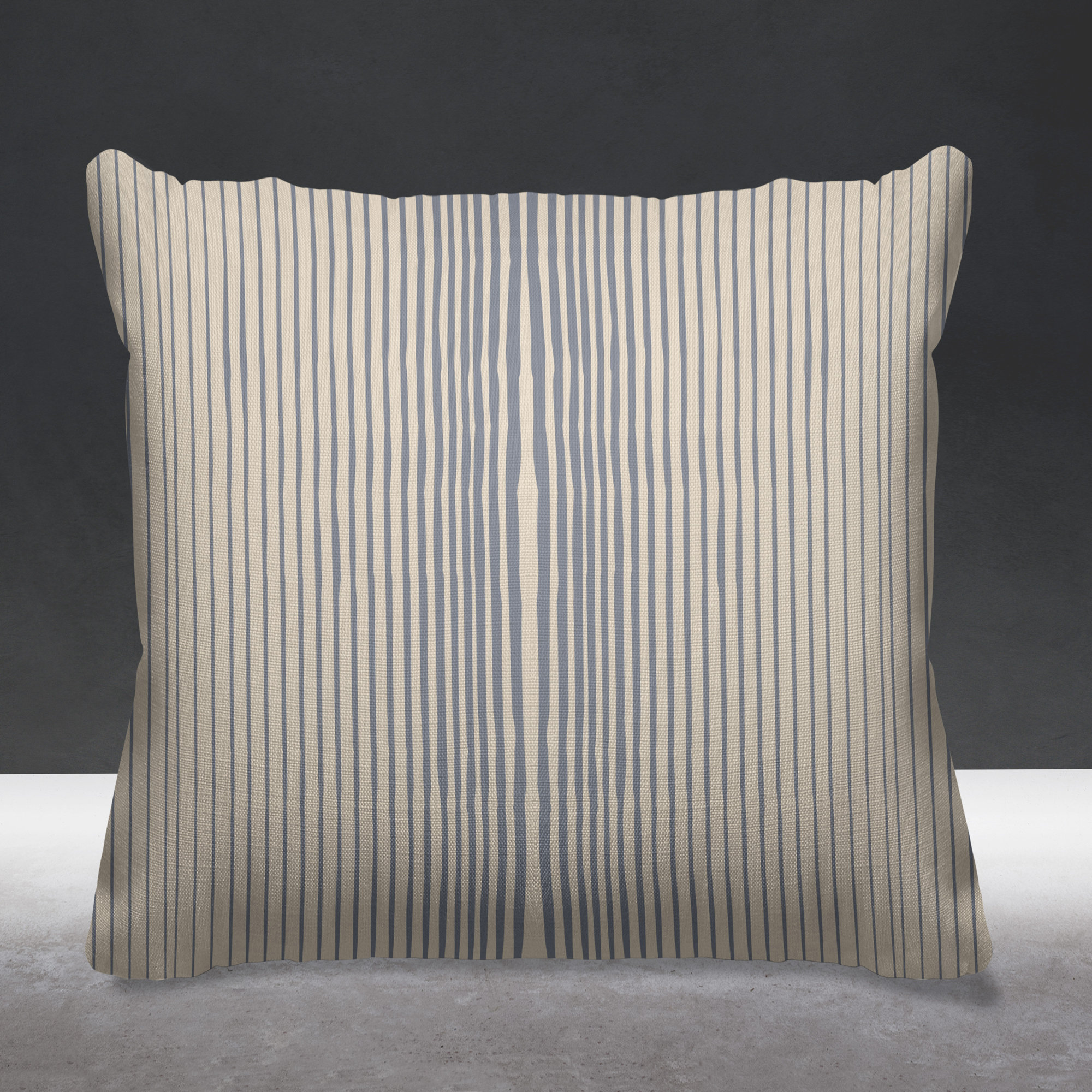 Ash Striped Indoor/Outdoor Throw Pillow, Beige, 16" x 16"