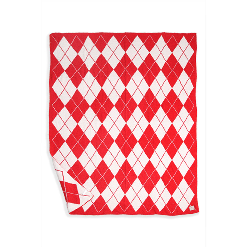 Argyle Pattern Luxury Soft Throw Blanket, Red