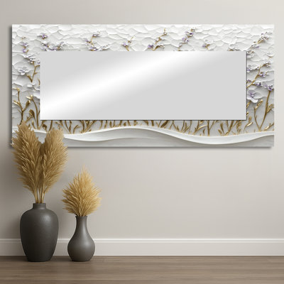 Pure Wildflower Cream Horizons - Miroir d'appoint mural Wildflowers - imprimé sur métal