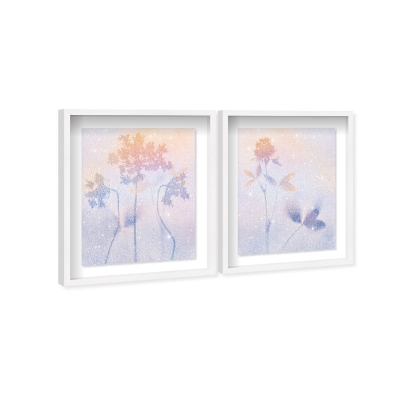 Lavender Shadows Set Set by Oliver Gal, 17.5"H x 21.5"W, White Shadowbox