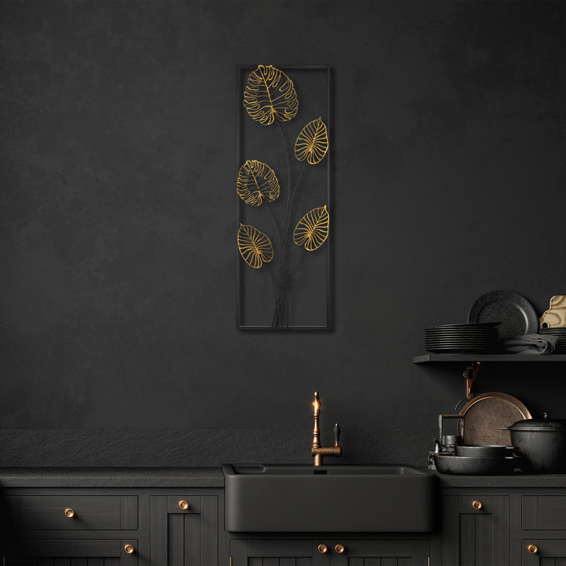 Hand-Painted Decorative Metal Wall Accessory, 12.6 x 35.4 inches | 100% Metal, Thickness: 0.06 inches | Lightweight at 2.2 lbs, Unique Color Variations | Perfect for Home, Office, and Gallery Decor
