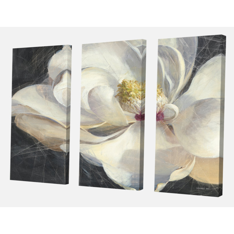«Vivid White Magnolia IV», ensemble de 3 reproductions d'art sur toile tendue, H 40 po x l 60 po x P 1 po
