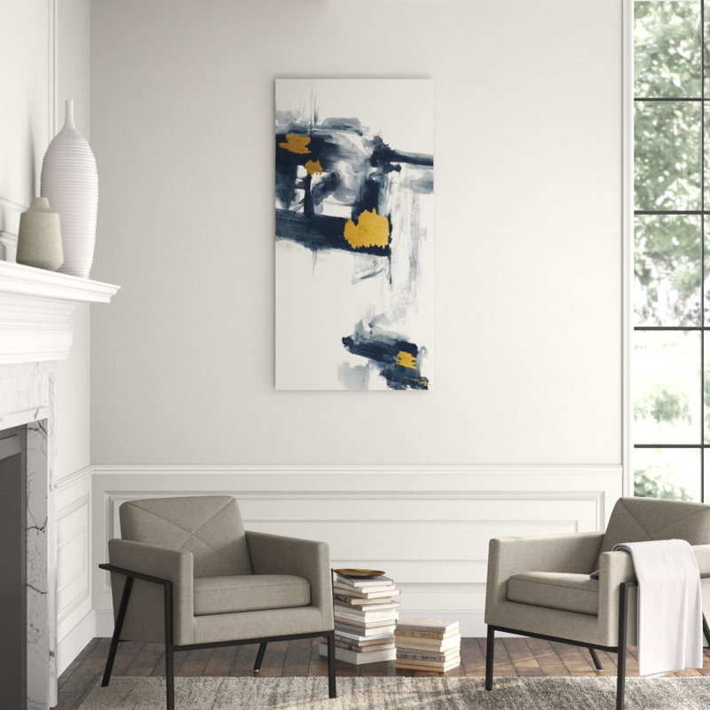 Gold Dot I Painting by Sara Brown, Gild Gold, 47" H x 24" W x 1.5" D