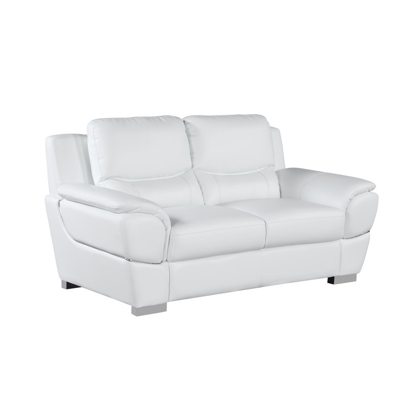 Causeuse en cuir véritable Dempsy, Blanc