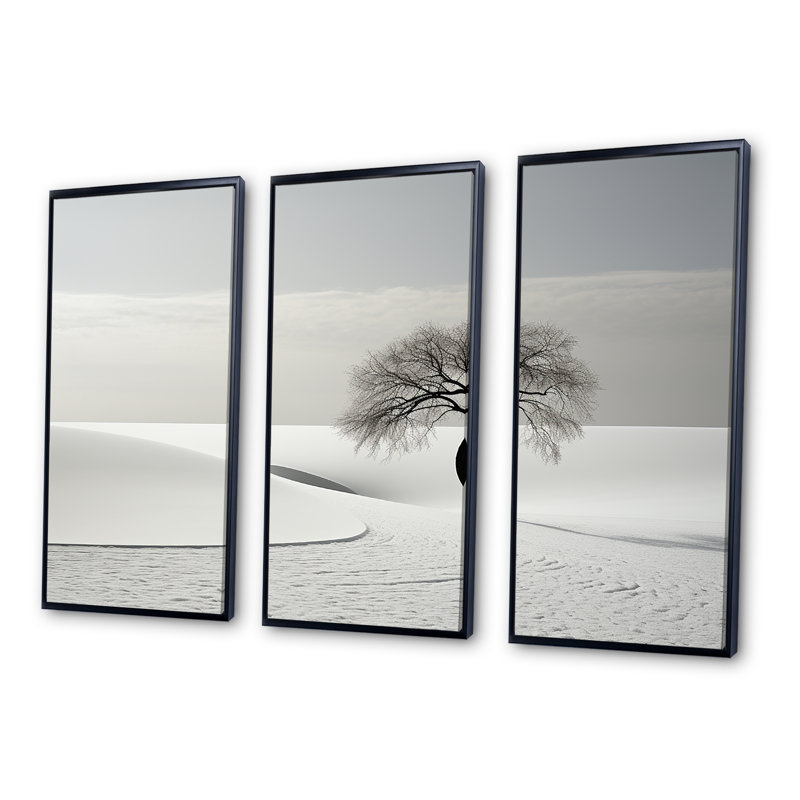 Paysage d'hiver photo I - ensemble de décoration murale paysage d'hiver, Cadre flottant noir, H 40 po x l 60 po x P 1 po