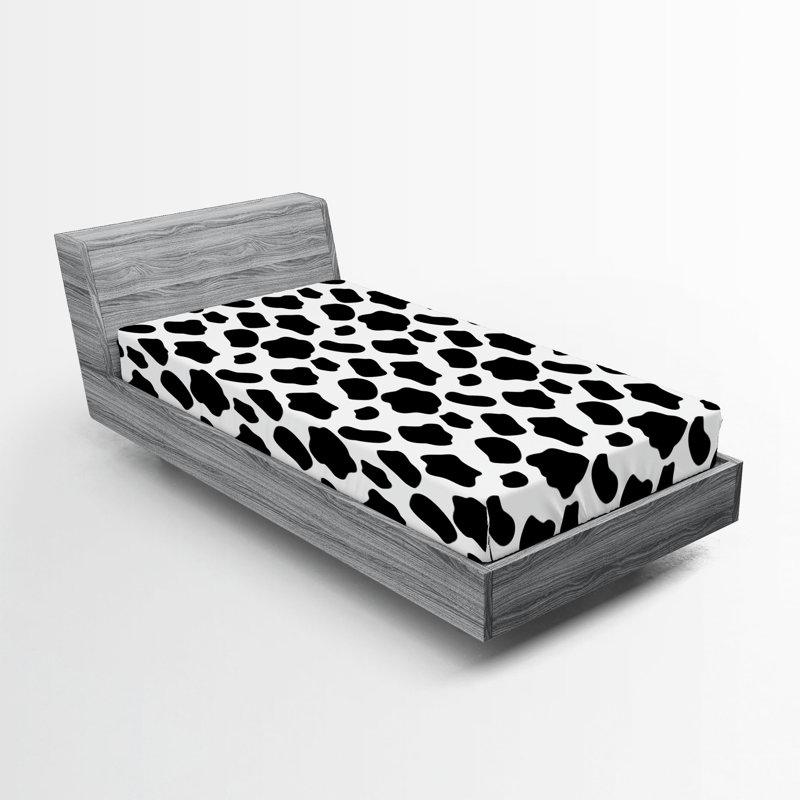 Drap-housse orange Ambesonne, Imprimé animal blanc / noir, Drap-housse pour lit simple TG