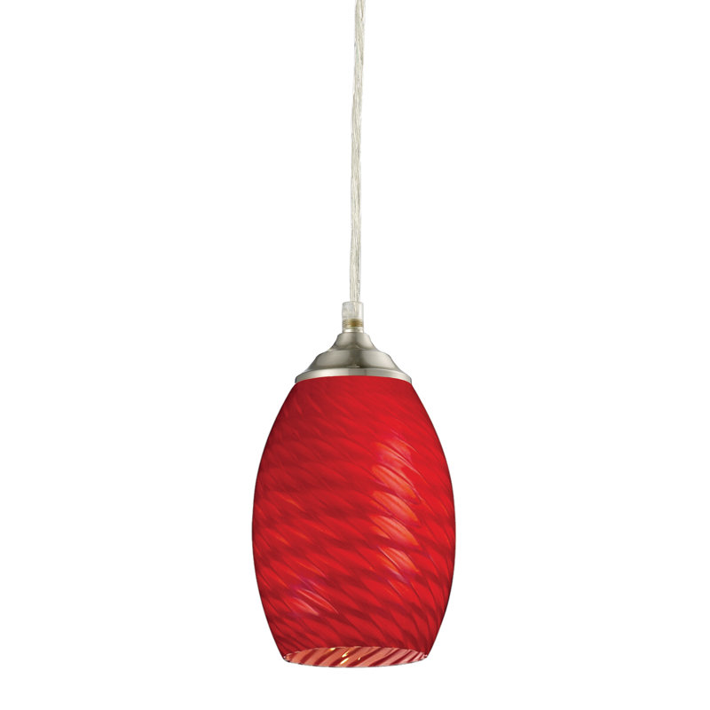 Crouse 1 - Light Single Pendant, Brushed Nickel, Red
