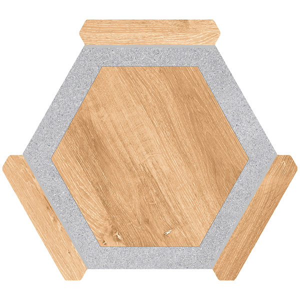 Aureole 8.66 In. X 9.84 In. Matte Oak Wash And Gray Porcelain Hexagon Wall And Floor Tile (8.07 Sq Ft/Case) - 18 Sheets