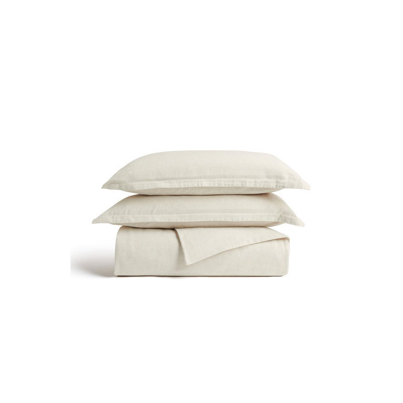 Flannel Marl Duvet Cover Set, King Duvet Cover + 2 Standard Pillowcases, Oat