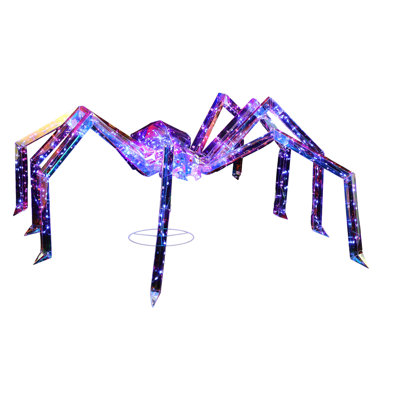 Décoration d'araignée lumineuse d'Halloween de 90 cm, araignée d'extérieur irisée préilluminée avec 340 DEL violettes, résistante aux intempéries, à brancher, pour pelouse, porche, jardin et fêtes
