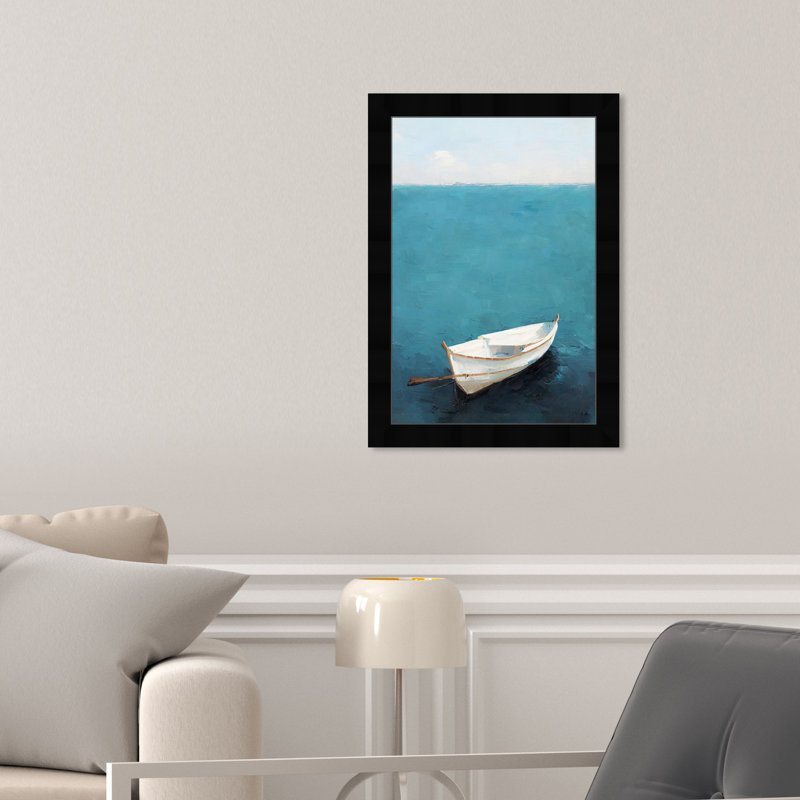 Côte perdue - Peinture sur papier encadrée, Noir, H 17 po x l 12 po
