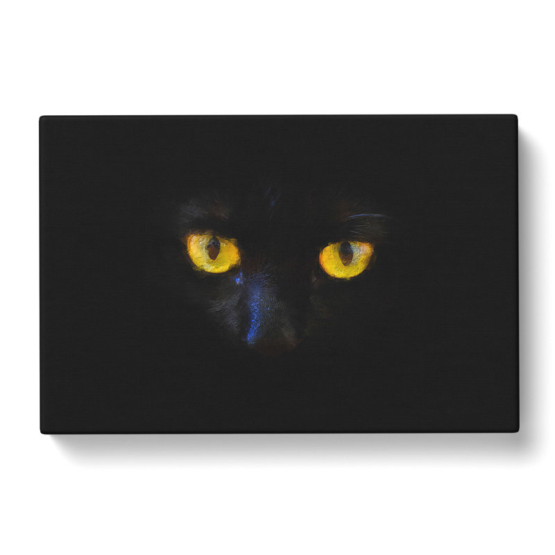 Eyes Of A Cat Painting - Wrapped Canvas, 60cm H x 91cm W x 3cm D