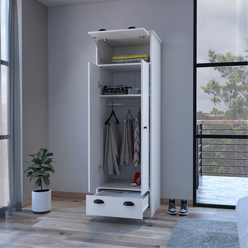 Armoire Dumas, chambre à coucher, blanc, Blanc