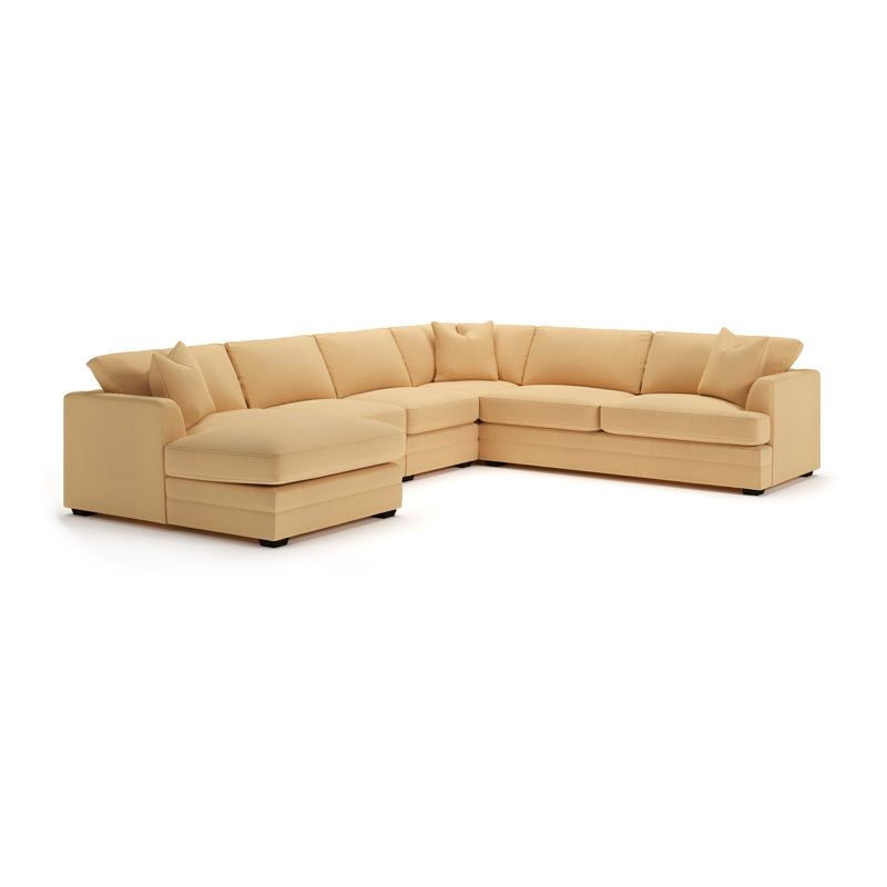 Edan 5-Piece Upholstered Sectional, Left Hand Facing, Bayou Sunshine Canvas
