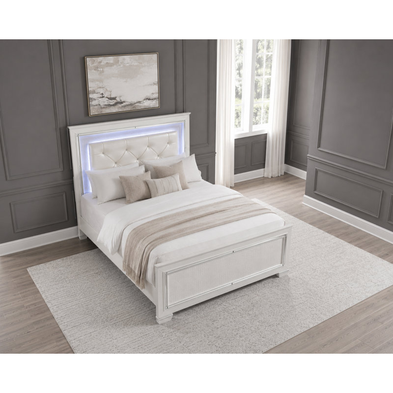 Eudora Bed with LED Backlight Headboard, Full