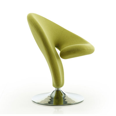 Curl Modern Wool Blend Upholstered Metal Swivel Accent Chair in Green