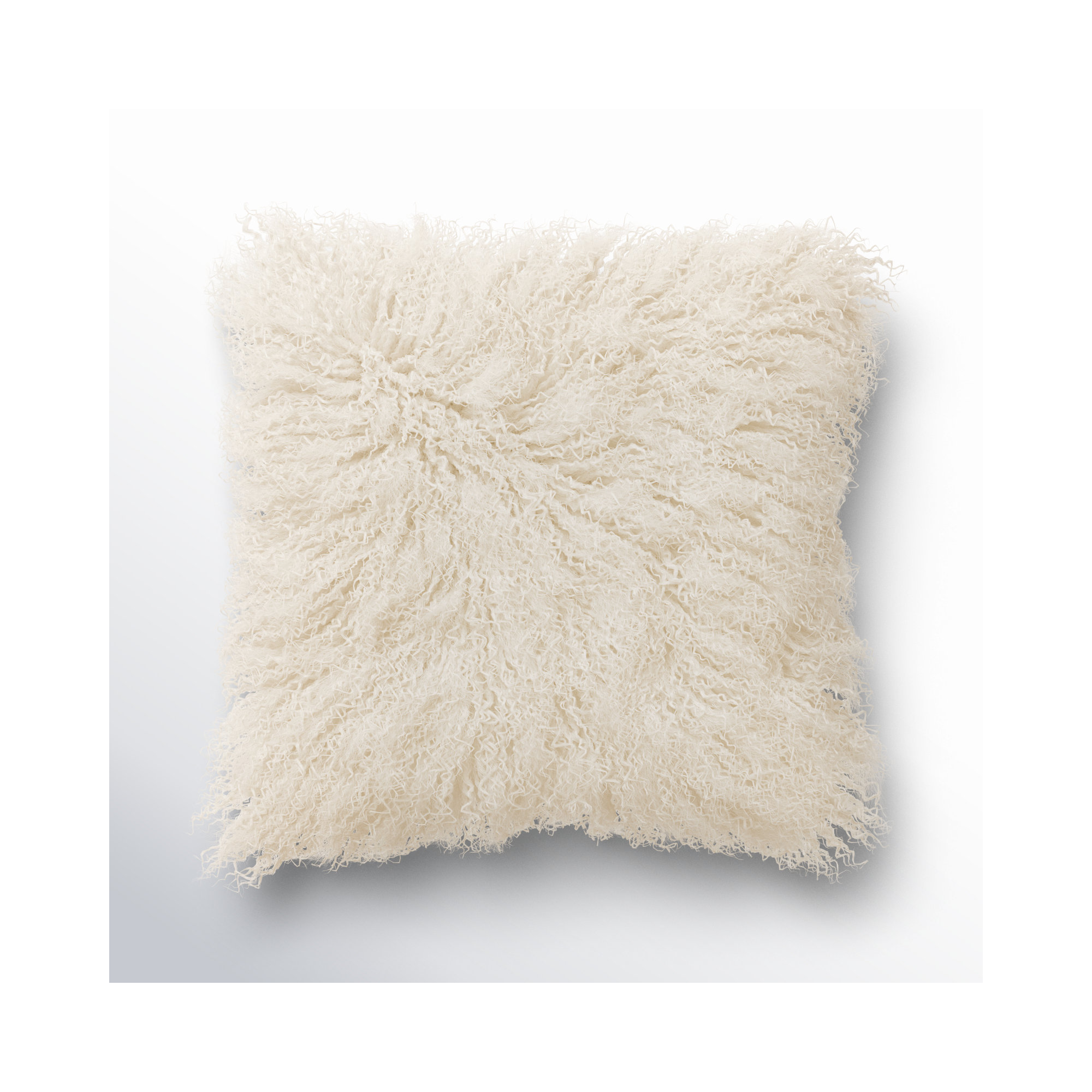 Iyana Wool Throw Pillow, Ivory, Square 20"