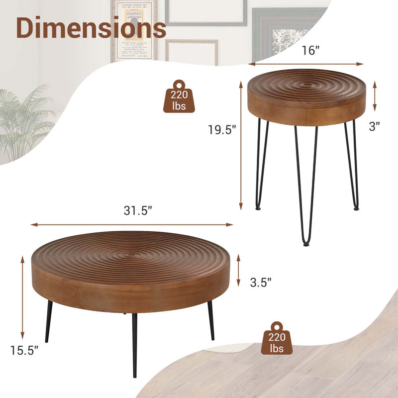 Ensemble de 2 tables basses d'appoint Farmhouse