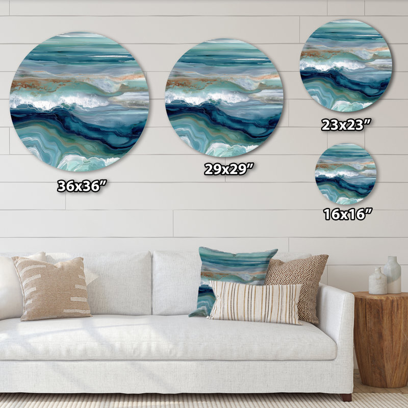 Jahid - art mural rond en métal Coastal, L 16 po x H 16 po