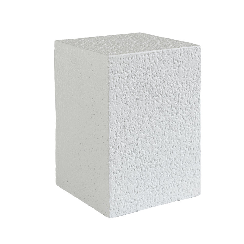 Outdoor Faux Stone Pedestal Side Table, White