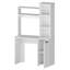 Bureau d'ordinateur blanc avec 3 tablettes et rangement optimisant l'espace