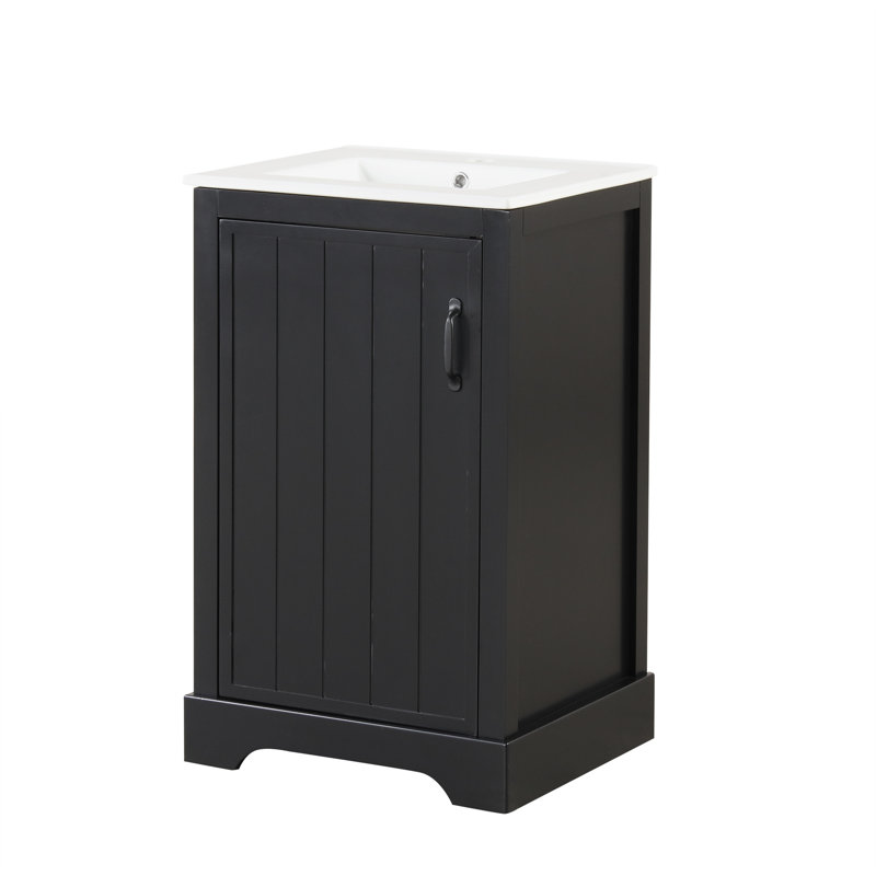 Meuble-lavabo 20 po avec comptoir en céramique, Noir