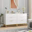 Wide 3-Drawer Wooden Chest Of Drawers With Gold Metal Handles, Modern Bedroom Storage Cabinet For Office, Lounge, Living Room,-1028546595