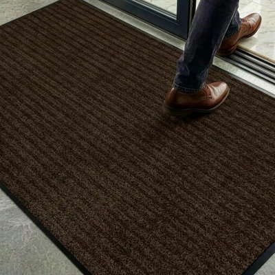 Traffic Guard Heavy-Duty Waterproof Door Mat, Brown Non-Slip Dirt-Trapping Entryway Mat for Indoor & Outdoor Commercial Use