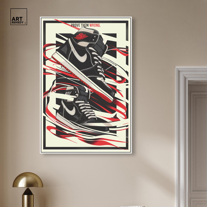 Toile Prove Them Wrong Sneakers par Art Remedy, H 46 po x l 31 po, Cadre flottant, White