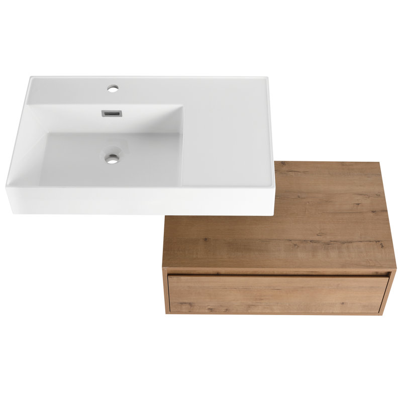 Meuble-lavabo en résine élégant et pratique pour salle de bain avec rangement