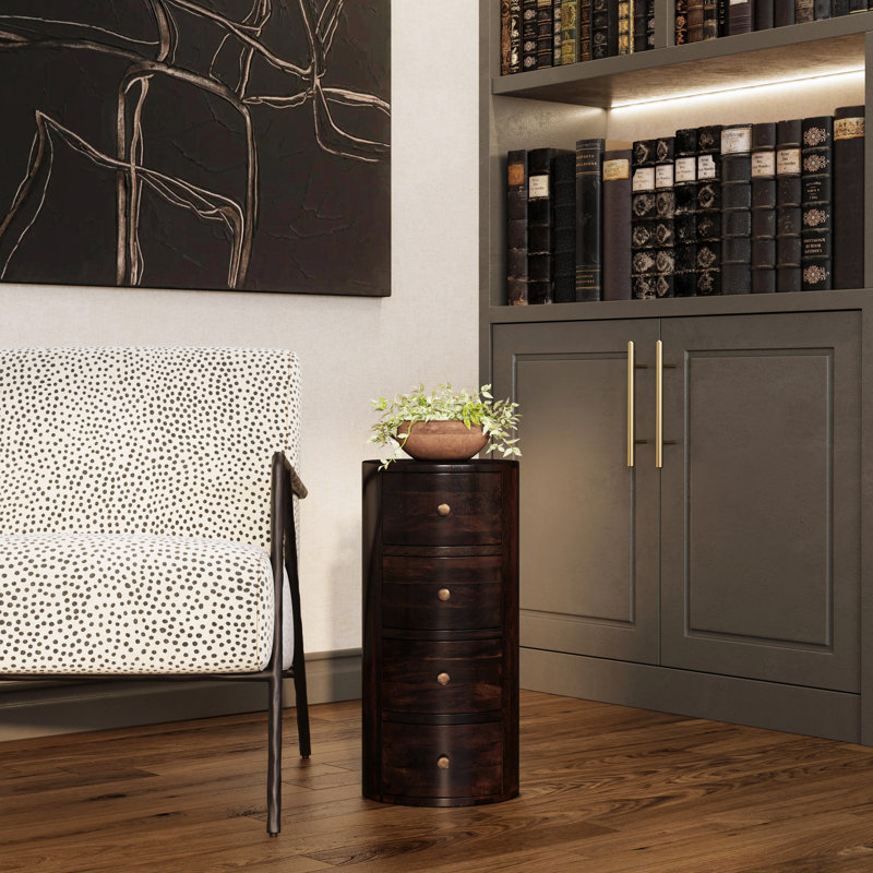 Liam Solid Wood End Table with Storage, Chocolate