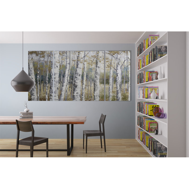 Oversized Hidden Birch Canvas Wall Art Set in Neutral Tones