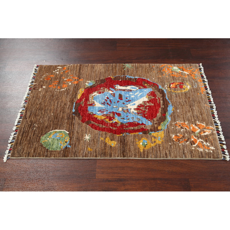 Modern Abstract Wool Rug 3x4