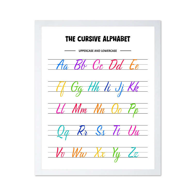Alphabet cursif, Poster, White Framed, 11"H x 14"W