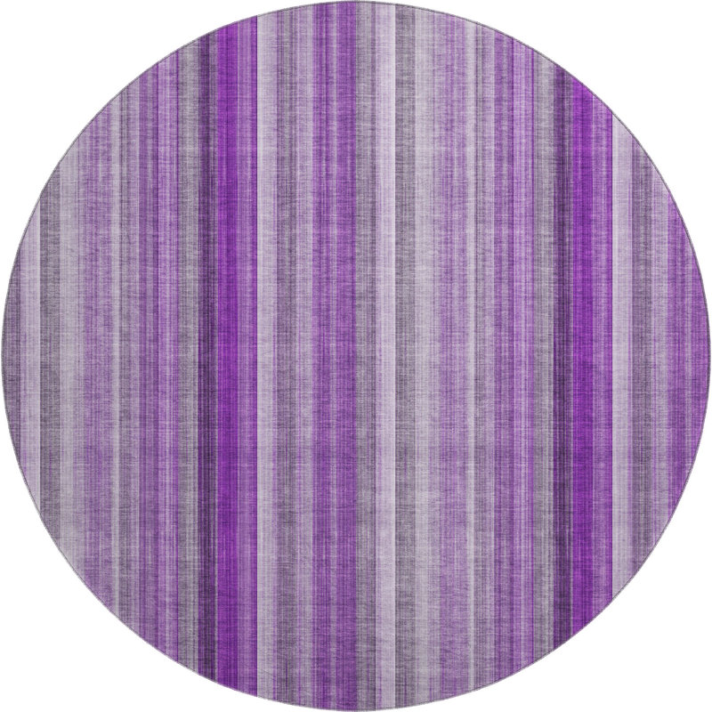 Premium Machine Washable Cerrito AMF543 Purple Rug, Round 8'