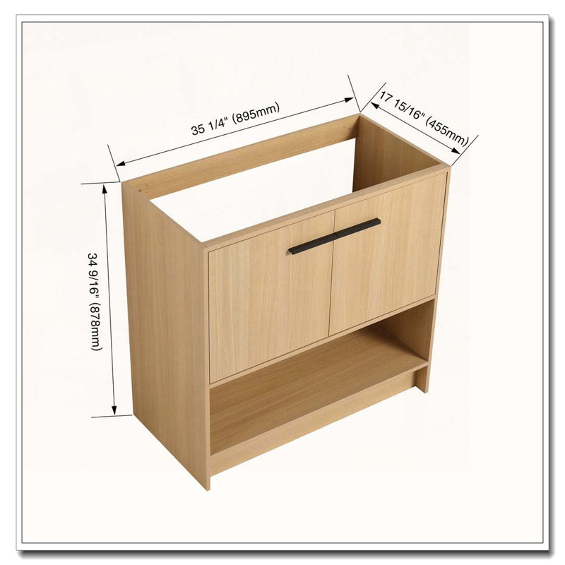 Armoire de meuble-lavabo autoportante avec deux portes sans lavabo, Oak