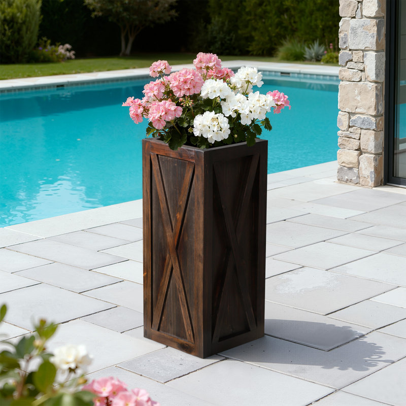 Raised Garden Bed 24"Hx10"Dx10" Rustic Brown Easy Assemble Space Saving Planter for Indoor Outdoor