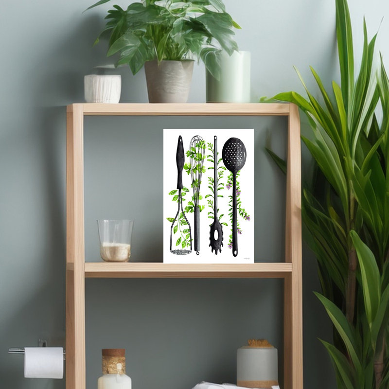 Ustensiles de cuisine - Affiche murale abstraite et fantaisiste représentant un paysage de fruits, H 18 po x l 12 po