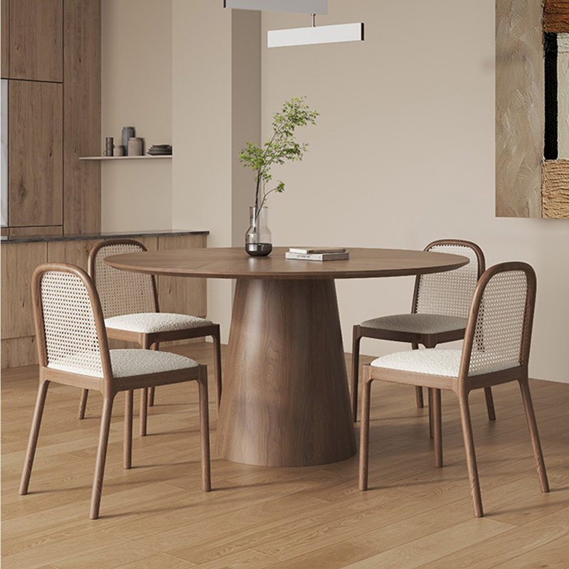 Ensemble de table de salle à manger ronde en bois massif de style rétro
