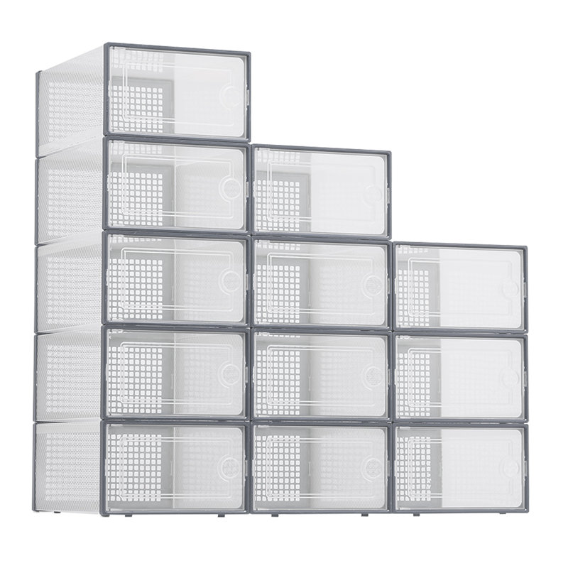 12 Pair Shoe Storage Box, Gray