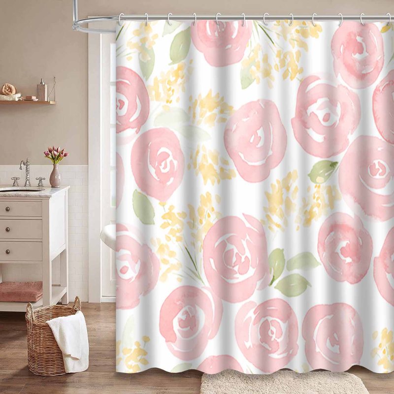 Rideau de douche avec 12 crochets Watercolor Roses, L 72 po x l 72 po