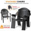 Ensemble repas de patio avec table ovale, coussins bleus inclus-94516821