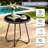 All-Weather Outdoor Round Side Table, Tempered Glass Top Patio End Table With Adjustable Feet, Small Coffee Table For Garden, Pool, Balcony