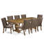Cet ensemble de salle à manger 7 pièces comprend une table et 6 chaises rembourrées en tissu de lin brun avec dossier capitonné - finition noyer antique.-737156489-737156493-708555906