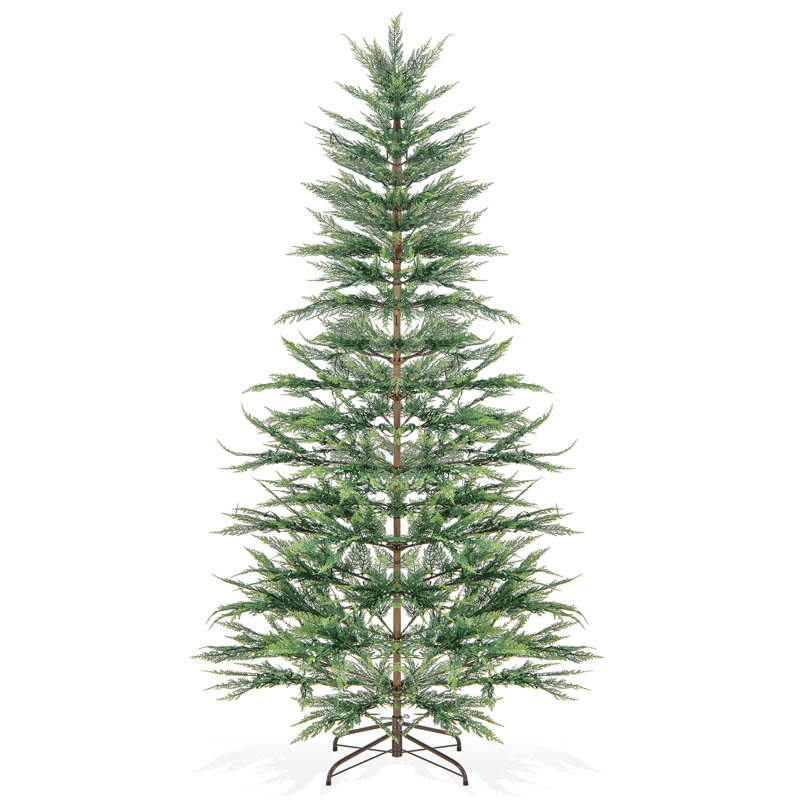 Arbre de Noël artificiel éclairé avec aiguilles réalistes, H 7,5 pi